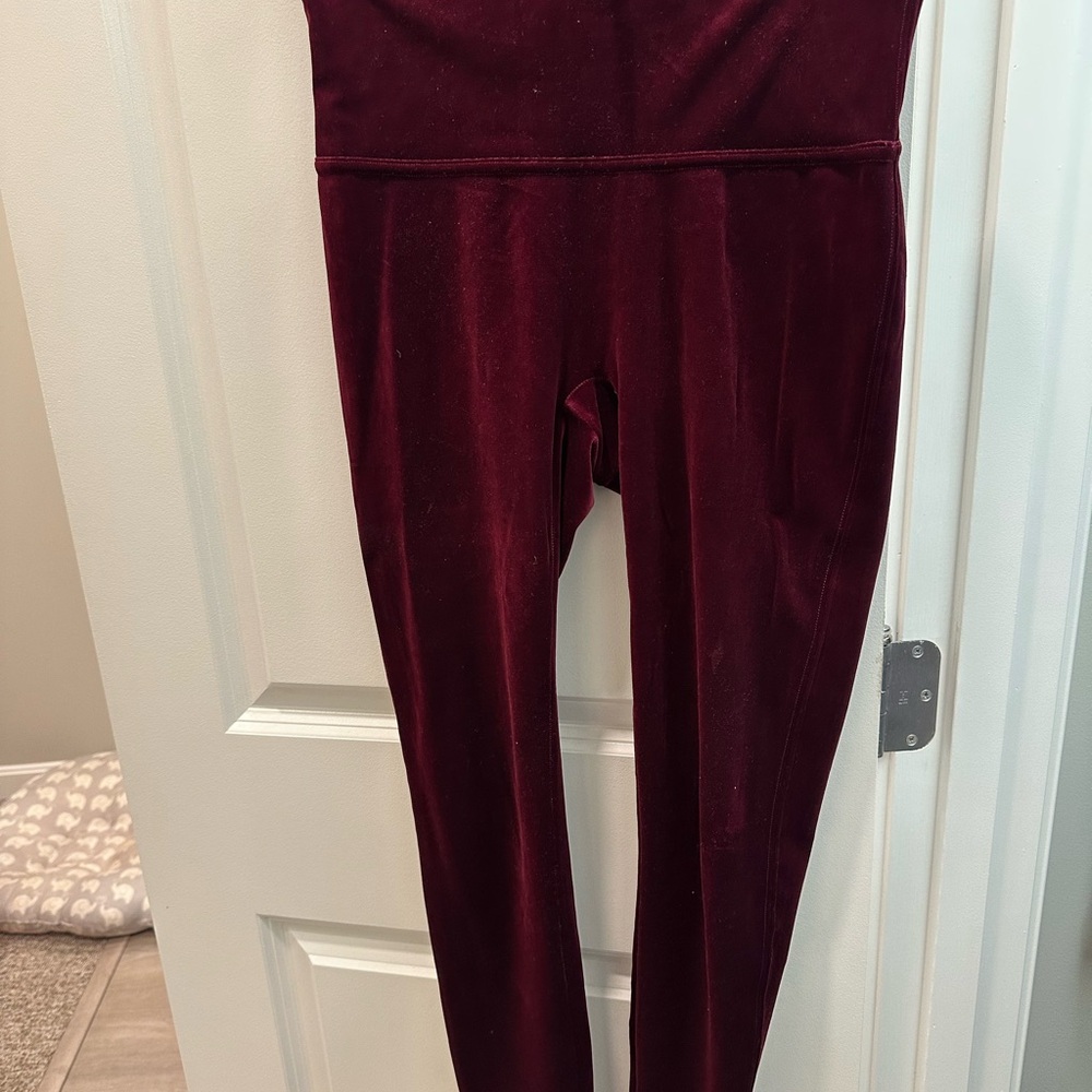 SPANX Burgundy Velvet Leggings